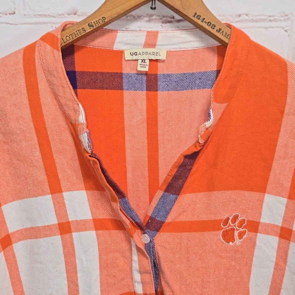 Clemson University Tigers Plaid Woven Tunic Long Sleeve Shirt Womens Size XL - Picture 2 of 11